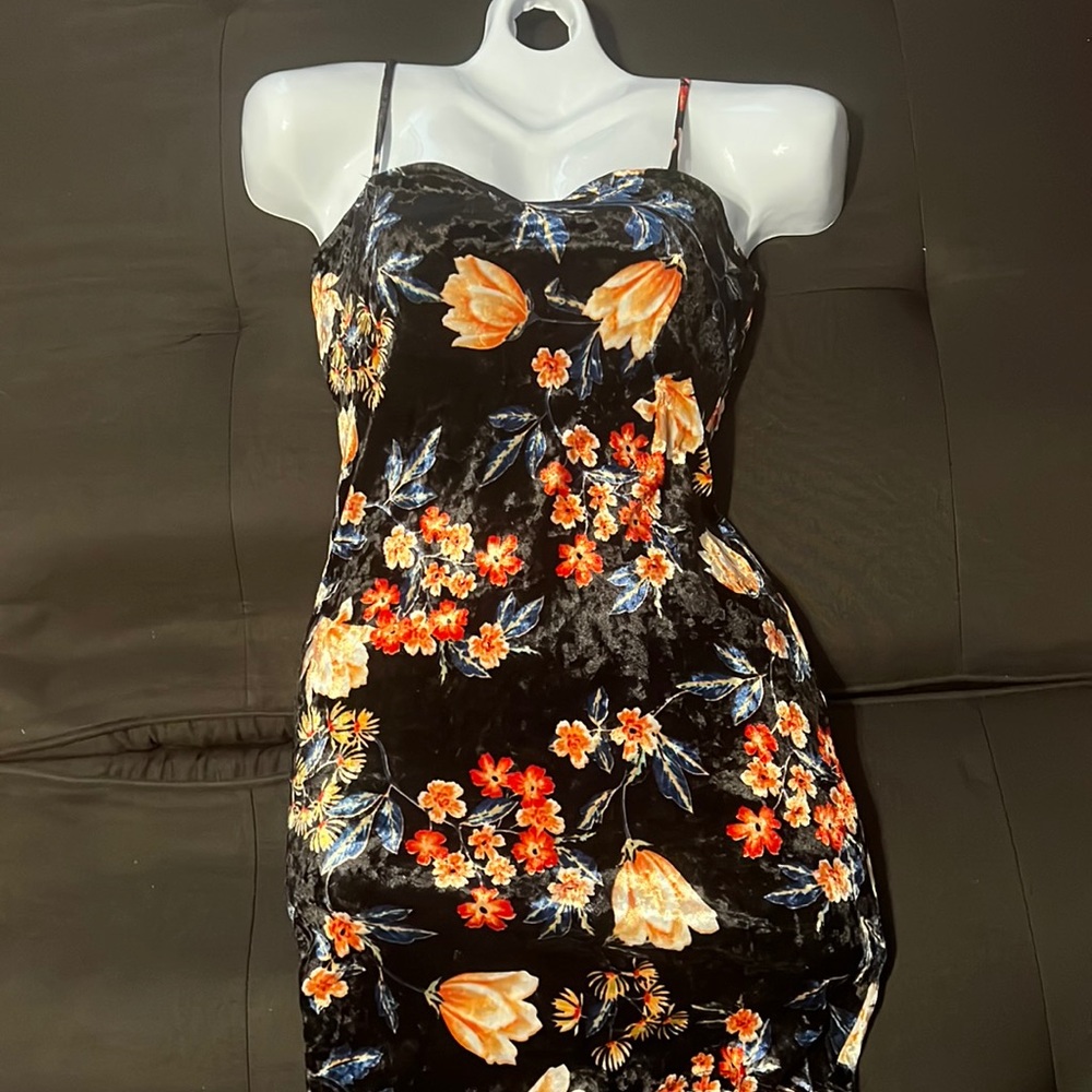 Velvet Floral Mini Dress